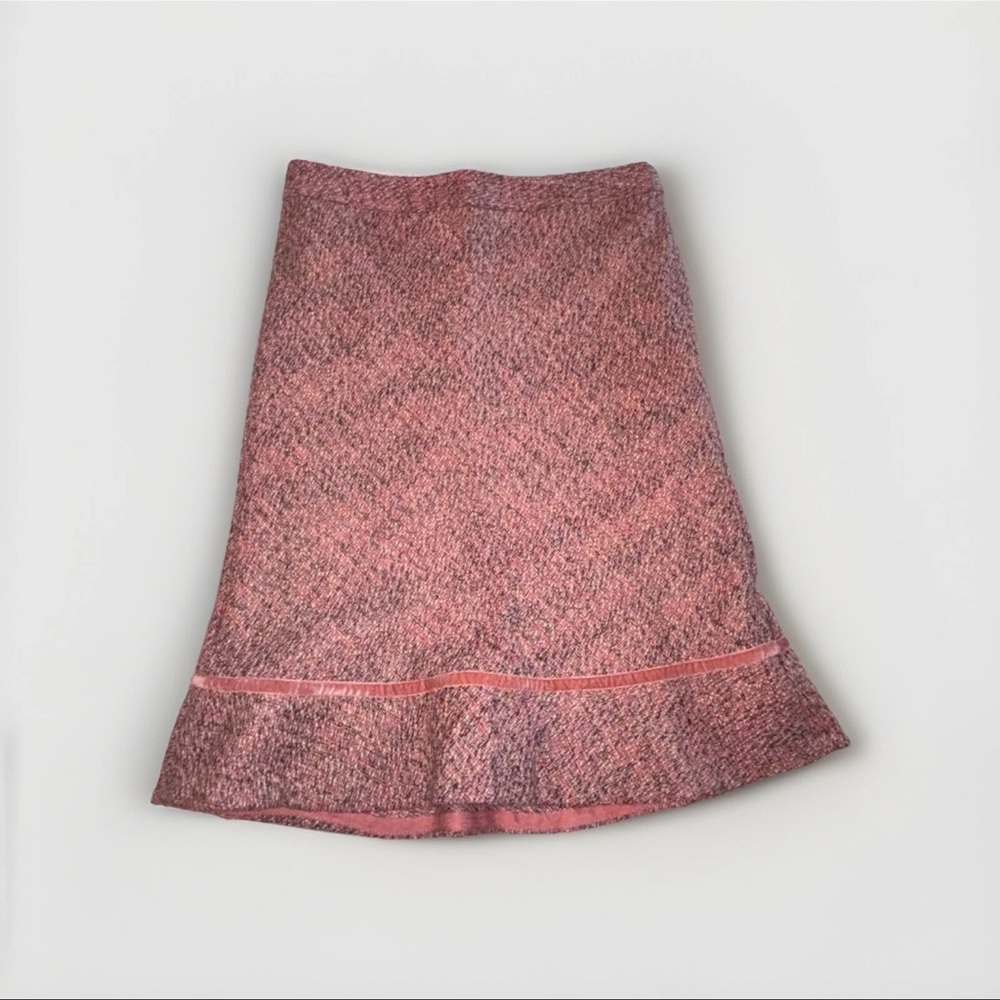 5/25 Gap Pink Tweed Wool Blend Flounced Skirt Size 6 Office Work Preppy